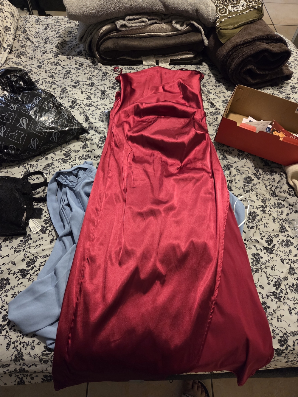 SHEIN Satin Slip Chemise in Deep Raspberry